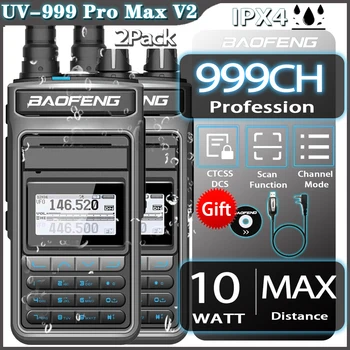 2 BUC BAOFENG UV-999 Pro Max Walkie Talkie 10W High Power Profesional Portabil de Emisie-recepție Dual Band 2 Mod de Vânătoare Radio 2023