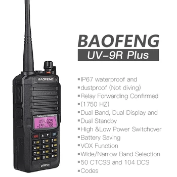 2 buc Noi Baofeng UV-9R Plus 10W rezistent la apa IP67 Walkie Talkie de Mare Putere CB Sunca UHF VHF cu Rază Lungă UV-9R Plus Două Fel de Radio