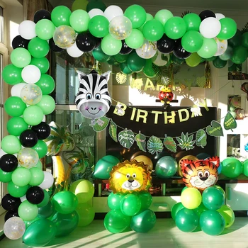2 Ziua de naștere Partidul Decor Verde 2 Baloane Numărul Banner Copii de 2 Ani Două Ziua de Desene animate de Animale Petrecere Supplie