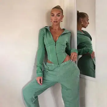 2022 Nouă Primăvară de Moda Sexy Slim Nou cu mâneci Lungi V-neck Casual Tricotate Cardigan cu Fermoar de Sus Sac de Talie Șold Pantaloni de Costum din Două piese