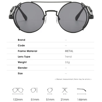 2022 Punk Steampunk ochelari de Soare Retro Barbati Brand Designer Cadru Rotund Ciclism Ochelari de protecție cu arc Dublu Picior Ochelari Femei UV400