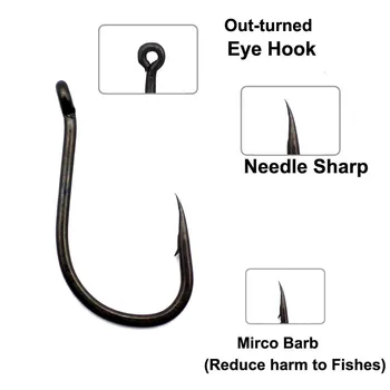 25x Crap Pescuit Cârlig Negru Telflon Acoperite cu Oțel de Înaltă Carbon Carp Hook Method Feeder Chod Cârlig pentru Pescuit la Crap Rig Ronnie Platforme
