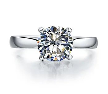 2Ct Solitaire Tăiat Rotund Inel cu Diamant Solid Platină 950 Inel Aur Alb Inel de Nunta pentru Femei