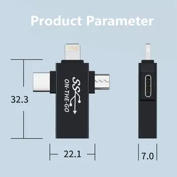 3-în-1 Adaptor OTG Micro USB de Tip C Fulger 3.0 OTG Adaptor USB 3.0 Transmisie de Date Converter pentru Tableta de Hard Disk iPhone