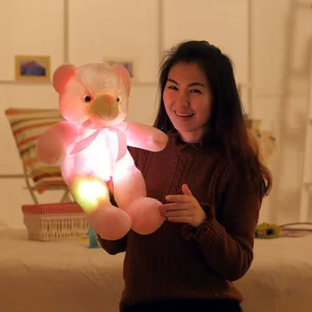 30CM Luminos Jucării de Pluș Lumina cu LED-uri Colorate Stralucitoare Ursuleț de Pluș Animale Papusa Copii Cadou de Crăciun Pentru Copii Fete