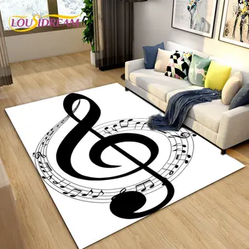 3D Creative Note Muzicale Zona Covor Mare,Covor, Covor pentru sufragerie Dormitor cu Canapea,Bucătărie, Baie Preș Non-alunecare Mat Etaj Cadouri