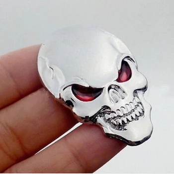 3D Metal Argintiu Craniului Scheletul Osos Portbagaj Spate Emblema, Insigna Motocicleta Decal Autocolant Decor Masina Accesorii Auto-adeziv