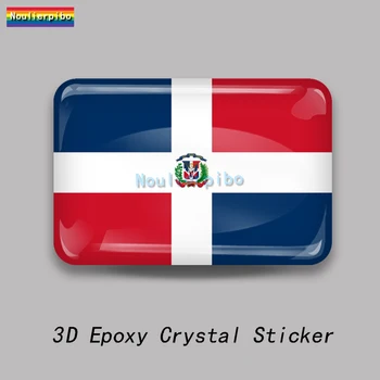 3D Rășină Epoxidică Republica Dominicană Fotbal Drapelul Național cu Emblema Auto Dome Autocolant Auto Accesorii Decor de Vinil Autocolant Telefon