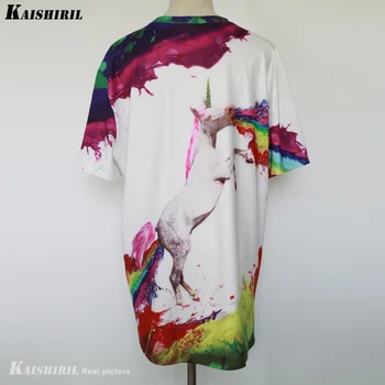 3D Tricou Barbati Curcubeu Unicorn Cal Imprimate T-shirt Casual Harajuku Hip Hop de Baseball Jersey Cuplu Amuzant Tricouri Topuri Tricouri