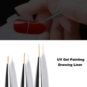 3Pcs Paiete Unghii Arta Perie Setați 7/9/11mm Desen Pictură Sculptură Pen DIY Sfaturi de Design de Linie Acrilic UV Gel Perie Instrumente de Manichiură