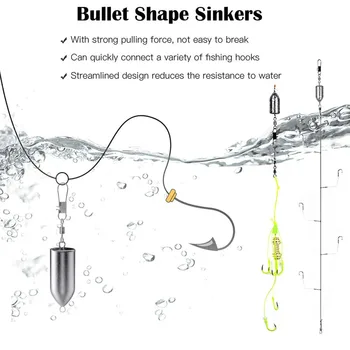 3Pcs Pescuit Platine Greutăți Glonț Sinker Rulare Pivotante cu Blocare Conector Clipă Inline 10g 15g 20g 25g de Pescuit