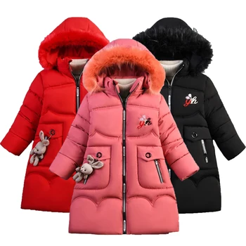 4 Color de Dimensiuni Mari Iarnă Ține de Cald Stil Lung Fete Adolescente Jachetă Groasă Heavy Rece-dovada Canadiană cu Glugă Haina Pentru Copii
