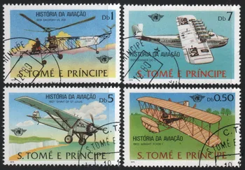 4buc/Set Sao Tome și Principe Timbre Poștale 1979 Aeronave Aviație Vânătoare Folosite de Post Marcate cu Timbre Poștale pentru Colectarea