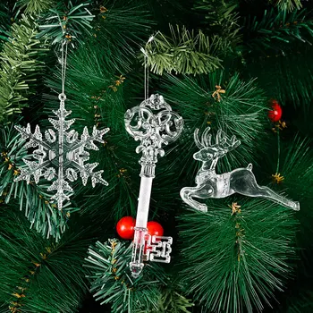 4buc Transparent Fulg de nea Cerb Pandantiv Petrecere de Crăciun Decorare Copac Xmas Decor Agățat Ornamente Nou Cadouri de Anul 2023 Navidad