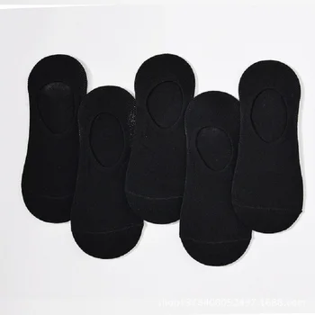 5 Perechi/Lot Nou de Bumbac Bărbați Sosete Invizibile pentru Bărbați Șosete Papuci Silicon Moale Respirabil Sudoare absorpt antiderapant Solid Vara Șosete