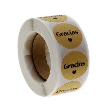 500pcs/Rola Kraft Gracias spaniolă Mulțumesc etichete Autocolante Plic Pachet Sigiliu