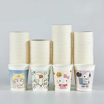 50Pcs Hello Kittys de Hârtie de Unică folosință Cupa Anime Tipărite Girly Inima Pahare de Hârtie pentru Petrecere Acasă Îngroșat, anti-Scurgere pentru 96 de Ore
