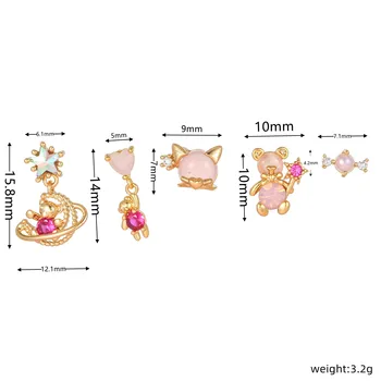 5pcs/set Roz Cubic Zirconia Lanț Pisica Poarte Cercei Pentru Femeile Star Moon Unic Pandantiv Cercel Cartilaj Piercing Bijuterii
