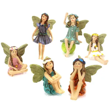 6pcs Mini Figurine Zână Elf Set de Rasina de Artizanat Grădină Miniaturi Micro Peisaj Statuie DIY Ornament Decor Acasă Ambarcațiuni