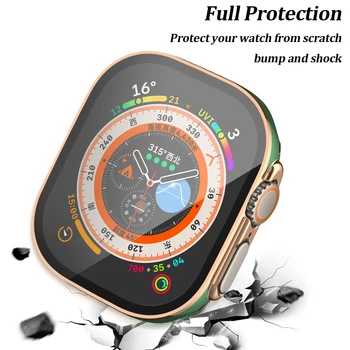 Acoperi+Sticla Pentru Apple Watch 8 Ultra 49mm Caz PC-ul de Culoare Dublă Bara Temperat Ecran Protector pentru iWatch 8Ultra 49mm Protecție