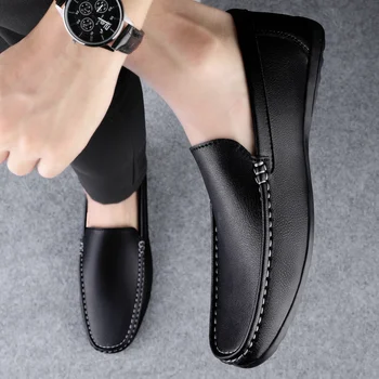 Alunecare Pe Pantofi Barbati Mocasini Negru 2022 Mocasini Solid Moale Mens Pantofi Casual De Dimensiuni Mari De Moda Respirabil Piele De Căprioară De Aur Zapatos