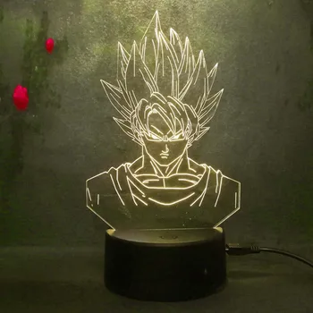 Anime 3D Lumini de Noapte Dragon Ball Z Goku Figura Broly Vegeta Giren Iluminat DBZ Condus Goha Lumini Vizuale Lampa de Birou
