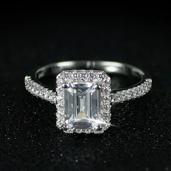 Argint 925 Logodna Inele de nunta pentru Femei Smarald tăiat 4CT Simulat Diamant Bijuterii de Platină dimensiune 5,6,7,8,9,10
