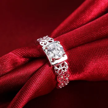 Argint 925 nobil Pătrat cristal inel Pentru Femei de Moda de Petrecere cadouri inele de nunta pentru cuplurile de Bijuterii cu diamante de logodna