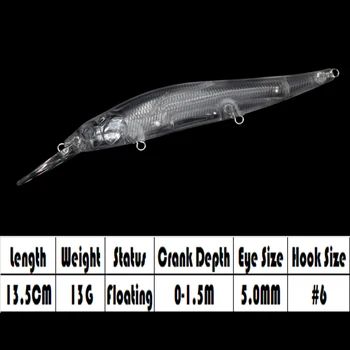 AYWFISH 20BUC O Mulțime Nevopsite Minnow 135mm 13g Momeală Artificială Personalizate Pictura Nemernic Plutitoare Manual Momeli de Pescuit Spații