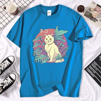 Barbati Tricou De Vara Desene Animate O-Gât Alb Frumos Cat De Imprimare T-Shirt De Moda Se Răcească, Tricouri Tricouri Harajuku Oversize T-Shirt Om