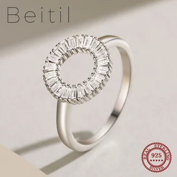 Beitil Orbitor Clar Zircon Rotund Argint 925 Inel Pentru Femei Clasic de Nunta de Lux Accesorii Bijuterii CADOU