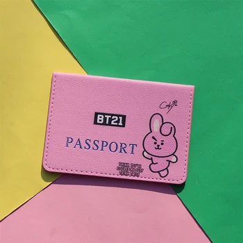 BTS bt21 Anime Kawaii Kpop Rj Koya Chimmy Tata Pașaport Titularul de Acoperire Bucătăreasă Shooky Mang Van Desene animate Bilet Folder Portofel Portabil