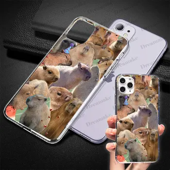 Capybara Telefon Caz pentru IPhone 11 12 13 14 Pro Max X XR XS Silicon Cover Transparent Coque Funda Iphone