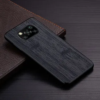 Caz pentru Xiaomi Poco X3 NFC Pro X3 GT 5G funda bambus lemn model din Piele huse pentru telefoane de Lux coque pentru poco x3 pro caz capa