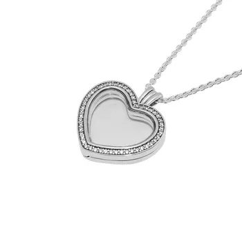 Clar CZ Inima de Cristal Medalion Pandantiv Collier Dragoste Declarație Coliere pentru Femei Argint 925 Lant Coliere Bijuterii DIY