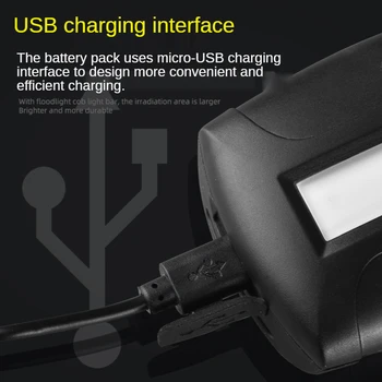 COB Portabil Faruri Impermeabil Faruri de Funcționare Lumină Built-in Baterie cu Litiu USB Reîncărcabilă 210 Grade iluminat ambiental