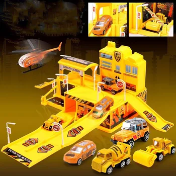 Copii Parcare Mașină de Jucărie Asamblarea Băiat Piesa de Puzzle Mare Parcare de Poliție Jucărie Inginerie Camion Foc Cadou Jucărie 32orders