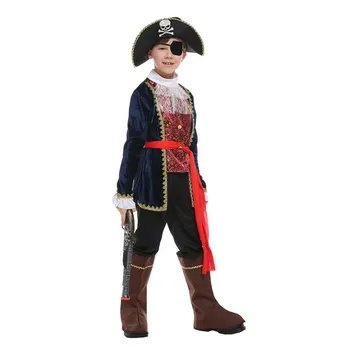 Copii pentru copii Un Ochi Pirat Deluxe Capitanul Hook Pirat Costume pentru Băieți Carnaval de Halloween Masquerade Mardi Gras Costum de Petrecere
