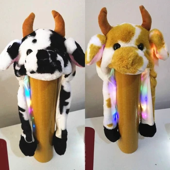 Copiii adulți Aprinde Animal de Pluș Pălărie cu Mișcare Sărituri Urechi Multicolor Desene animate Lapte de Vacă LED-uri Stralucitoare Earflap Jucării de Pluș