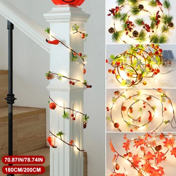 Coronita de craciun Decor de Craciun cu LED-uri Zână Lumina Stralucitoare Frunze de Arțar Halloween Decor de Crăciun, Conuri de Pin Decoratiuni de Craciun