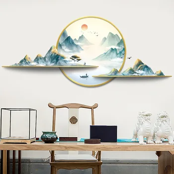 Creative Stil Chinezesc Autocolante de Perete de arta Pictura Decorativa Tapet Living de Fundal Peisaj de Munte Peisaj Decalcomanii