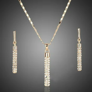 Creatoare de moda Diamant împânzit Tijă Cilindrică Cercei Set Colier Accesorii Doamnelor Nou Temperament Bijuterii cu Diamante