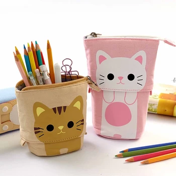 Creion retractabil Caz Pisica Drăguț Model de Școală de Papetărie Sac Kawaii Pen Cazuri Panza de Mare Capacitate Stilou Titularul Cadouri pentru Copii
