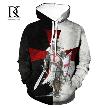 Căderea Omului Hanorace 3D Cavaler Templier US Flag Print hoodie de sex Masculin Tricoul Hoody Streetwear Hip Hop Trening Barbati cu Gluga Pulover