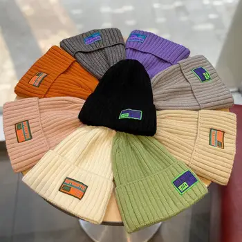 De lână, pălării pentru bărbați și femei-toamna/iarna tendință de moda de cald tricot pălărie patch cu glugă țuguiată beanie hat