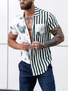 De Vânzare la cald Scrisoare de Imprimare pentru Bărbați Îmbrăcăminte de Moda Casual Tricou Imprimat Single-Breasted Cardigan Mâneci Scurte Tricou Barbati