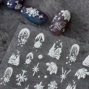 De Înaltă Calitate Romantic Crăciun Alb De Unghii Autocolante Autoadezive, Om De Zăpadă, Fulgi De Zăpadă Nail Art Decor De Iarnă Crăciun Nail Design