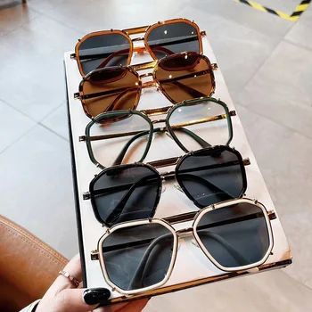 DECI&EI de Moda Poligon Pătrat ochelari de Soare Femei Retro Clar Anti-Blu-Ray Ochelari Cadru Bărbați Dublu Poduri Ochelari de Soare Nuante UV400