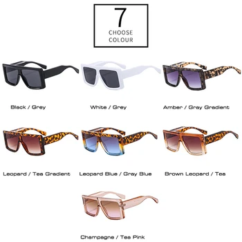 DECI&EI de Moda Supradimensionat ochelari de Soare Patrati Femei Retro Grey Ceai Gradient Nuante UV400 Bărbați Trend Leopard Ochelari de Soare
