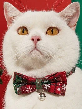 Desene Animate Drăguț Pentru Animale De Companie Crăciun Bowknot Animale De Companie Bowknot Decorative, Guler Colorat Print Animal De Casă Pisică Câine Bowknot Anul Nou Decorative 2023